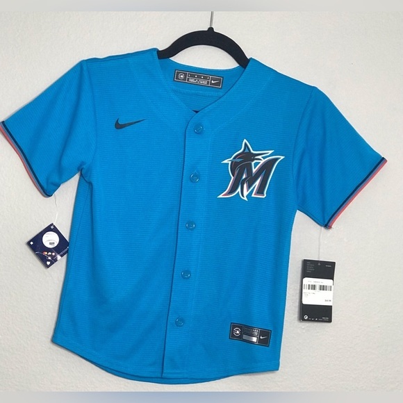 Miami Marlins Youth Alternate Replica Team Jersey L 7 NWT - Picture 3 of 11